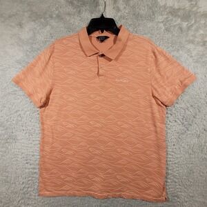 Ben Sherman Mens Coral Wave Pattern Polo Shirt Large Short Sleeve Collared